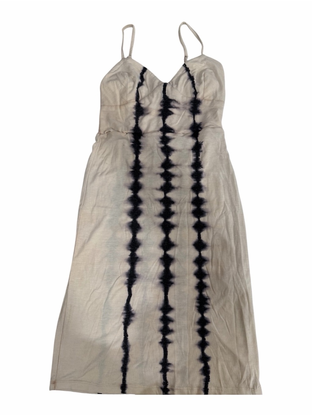 Beige Tie-Dye Slip Dress with Black Accent